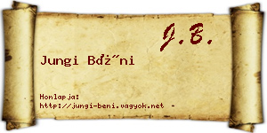Jungi Béni névjegykártya